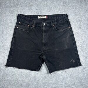 Levi's Denim‎ jean shorts Mens 38x30(34x5) Black 550 Relaxed Fit Cut Off Raw Hem